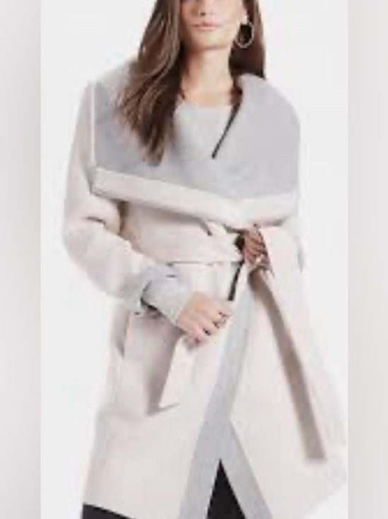 Lucky Brand Jackets & Blazers - Lucky Brand Light Gray and Cream Wrap Tie Coat - Classic Style XS